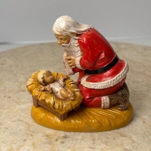 Fontanini Nativity Santa Kneeling Jesus Baby Figurine 3390 Italy Collectible